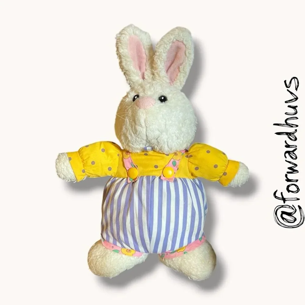 Gibson Greetings Easter Bunny Plush Rabbit 1996 Yellow Outfit Vintage